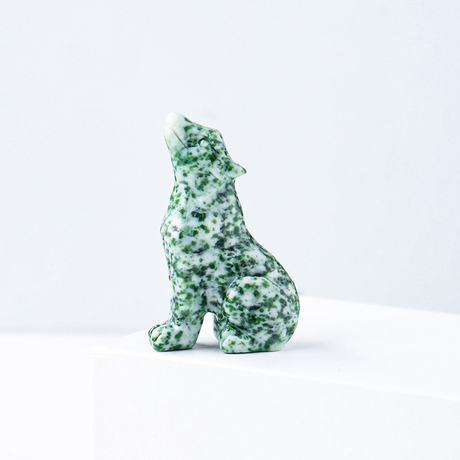 Natural crystal wolf cub carving piece, crystal animal raw stone, mineral specimen, home decoration ornament - V.I.P Digital Presence