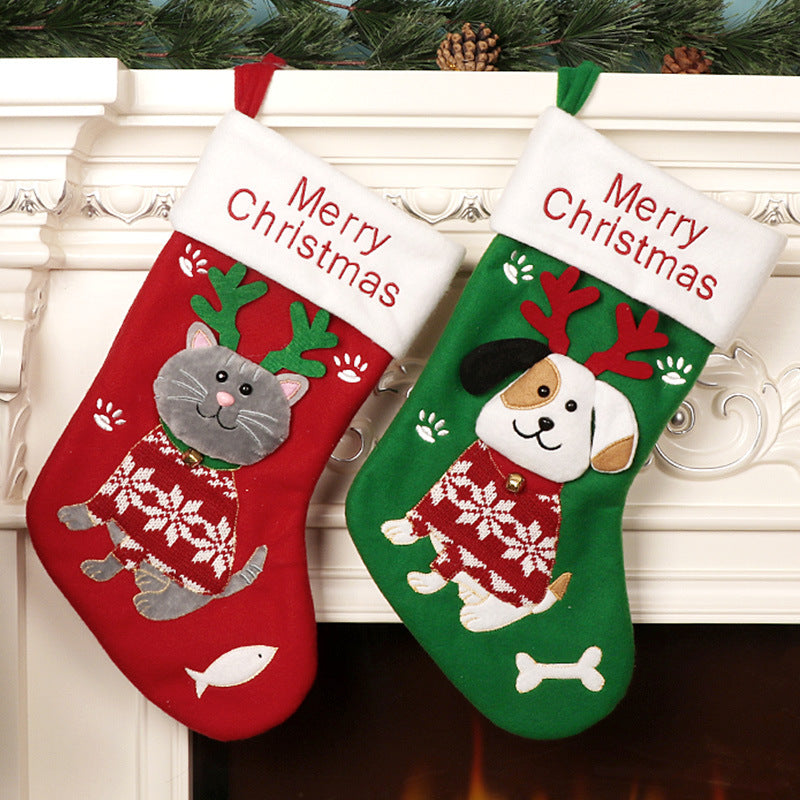 Cute Cat and Dog Christmas Socks Cartoon Christmas Socks Gift Bag Christmas Decorative Socks Christmas Tree Pendant - V.I.P Digital Presence