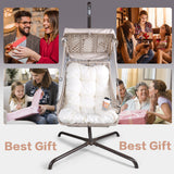 Swing Egg Chair with Stand Indoor Outdoor Wicker Rattan Frame 350lbs Capacity Hammock Chair for Patio Bedroom with Sunshade Clot - V.I.P Digital Presence