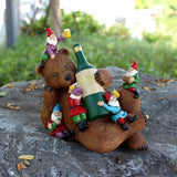 Resin Drunk Brown Bear and Dwarf Decorations Creative Courtyard Garden - V.I.P Digital Presence