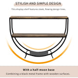 TREXM Rustic Industrial Design Demilune Shape Textured Metal Distressed Wood Console Table (Distressed Brown) - V.I.P Digital Presence
