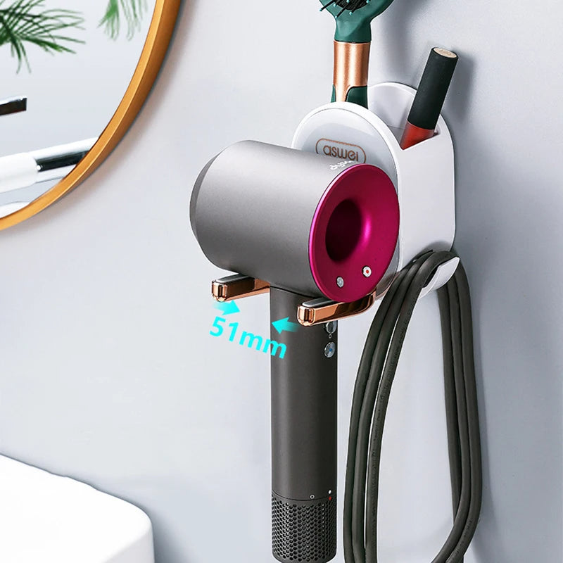 Wall Mounted Hair Dryer Holder Foldable Bathroom Wall Organizer Storage Holder Home Hair Brush Storage Bracket Hair Dryer Rack - V.I.P Digital Presence