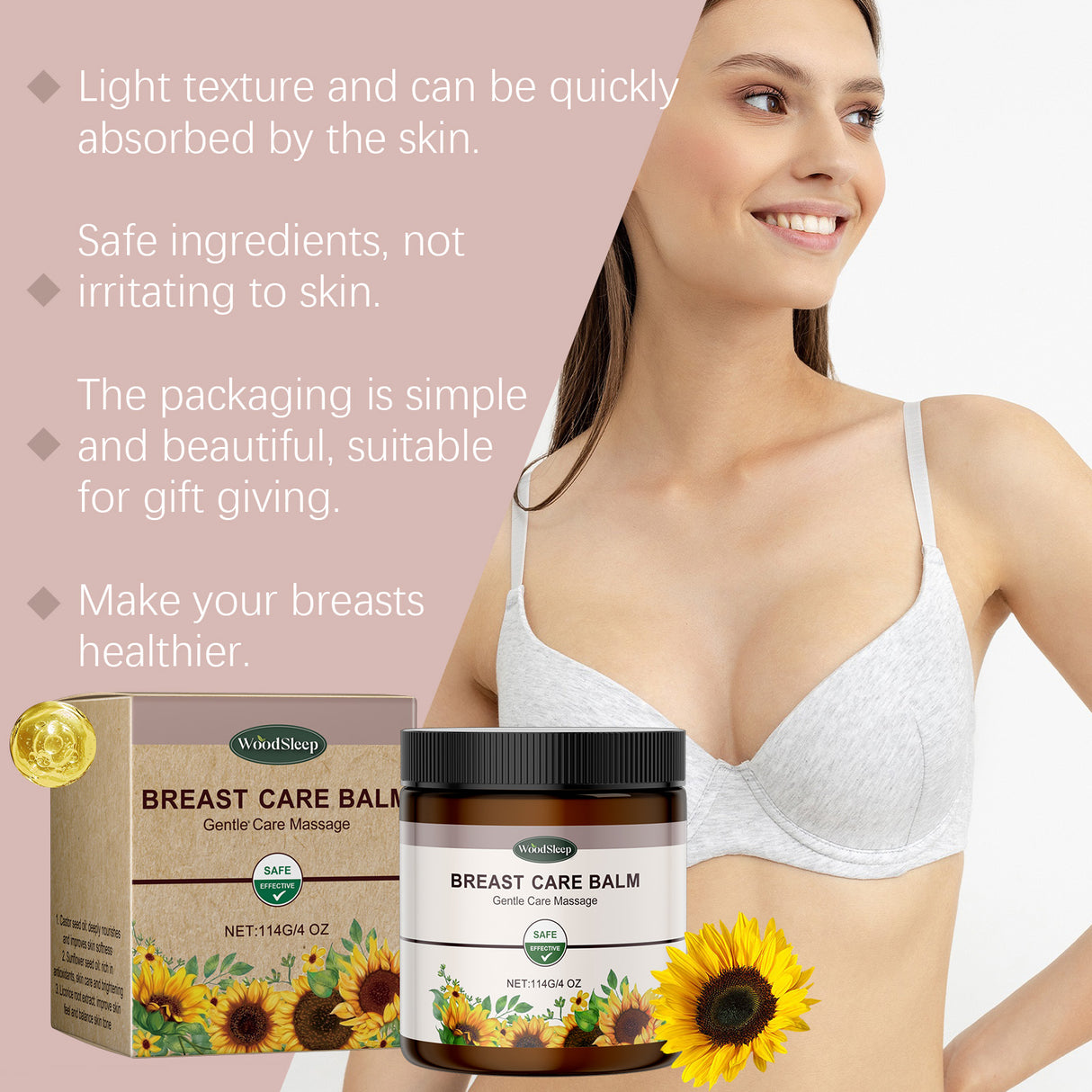Crema herbal para el cuidado del pecho con ingredientes suaves, hidratante y reparadora diaria.