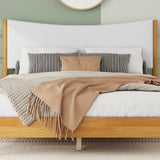 Queen Size Rubber Wooden , Solid Wooden Bed with Teddy Velvet Cushion Upholstered Headboard, Enhanced by Support Feet - V.I.P Digital Presence