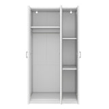 3 Door Wardrobe with Mirror, Armoire with Hanging Rod and 3 Fixed Shelves,White - V.I.P Digital Presence