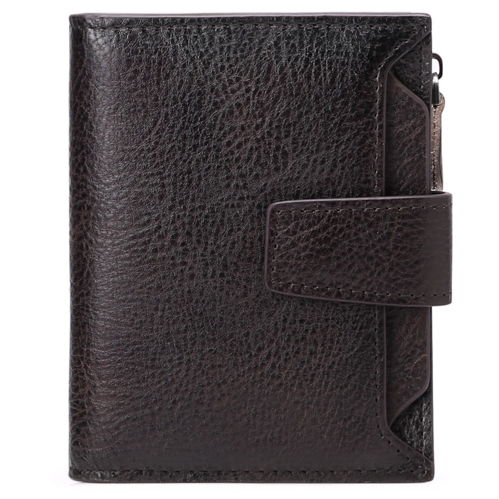 Men's short genuine leather wallet first layer cowhide Korean style fashion casual wallet driver's license wallet father's day gift - V.I.P Digital Presence