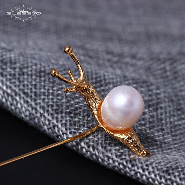 GLSEEVO Snail Pearl Brooch Gift For Daughter Woman Cute Inset Brooches Bijoux Argent 925 Massif Handmade Jewellery Broche - V.I.P Digital Presence