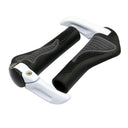 Juego de manillar de bicicleta de montaña, mango ergonómico de aleación de aluminio con forma de cuerno de oveja y cerradura de goma