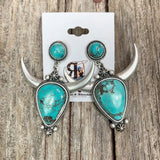 Artificial Turquoise Alloy Cow Head Earrings - V.I.P Digital Presence