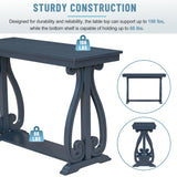 48-Inch Rustic Vintage Console Table --- Farmhouse Style Entryway Table with Open Shelf and Sturdy Construction (Navy) - V.I.P Digital Presence