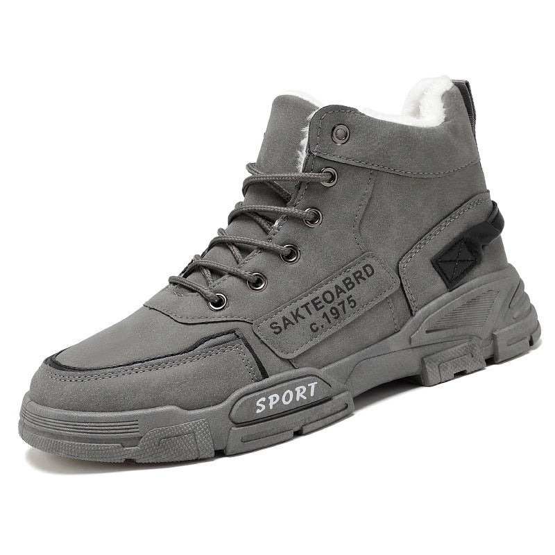 Cotton shoes, winter men's shoes, high top Martin boots, Bumblebee work boots, large size, medium top, fashionable shoes, men's boots, trendy shoes - V.I.P Digital Presence