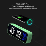 Music LED Digital Alarm Clock Voice Control Temperature Humidity Display Desktop Clocks Home Table Decoration Built-in 1200mAh - V.I.P Digital Presence