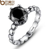 BAMOER Finger Ring with Black Cubic Zirconia Wedding Jewelry PA7205 - V.I.P Digital Presence
