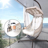 Swing Egg Chair with Stand Indoor Outdoor Wicker Rattan Frame 350lbs Capacity Hammock Chair for Patio Bedroom with Sunshade Clot - V.I.P Digital Presence
