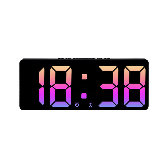 Multifunctional LED Digital Clock: Features number display, color nightlight, temp, calendar, alarm. Large size, backlit, great - V.I.P Digital Presence