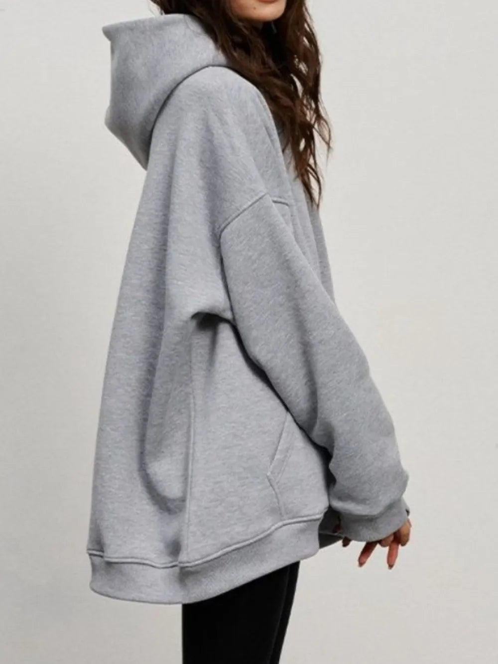 Pocketed Dropped Shoulder Long Sleeve Hoodie - V.I.P Digital Presence