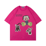 Fun Cartoon Anime Print Short Sleeve T-Shirt Men's High Street Trendy Half Sleeve Pure Cotton Round Neck Loose Tee - V.I.P Digital Presence