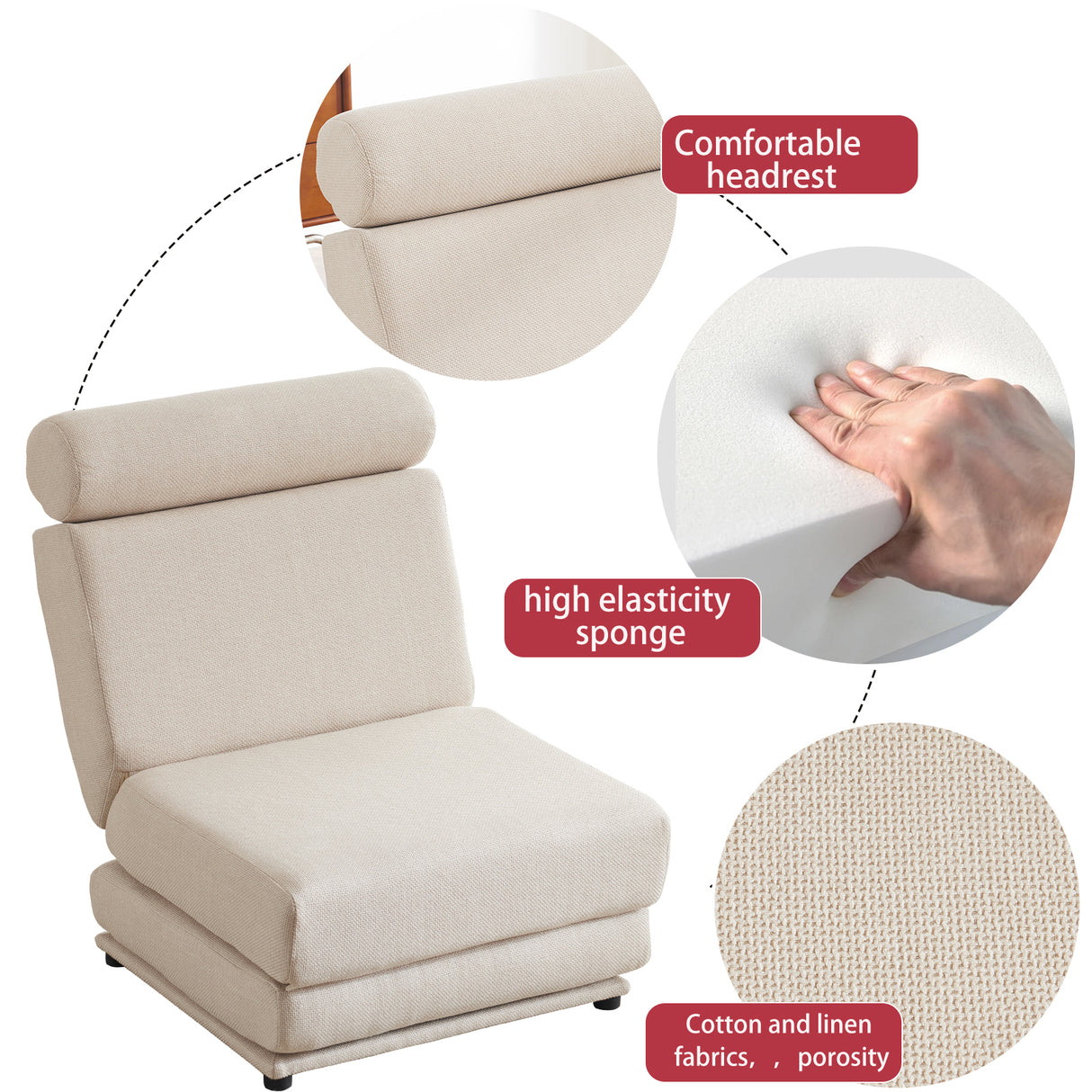 Single Sofa Chair Foldable Single Sofa Bed with Pillow,Portable Foldable Sofa Bed,Leisure Sofa Chair,Easy to Store - V.I.P Digital Presence