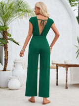 Twisted Round Neck Cap Sleeve Jumpsuit - V.I.P Digital Presence