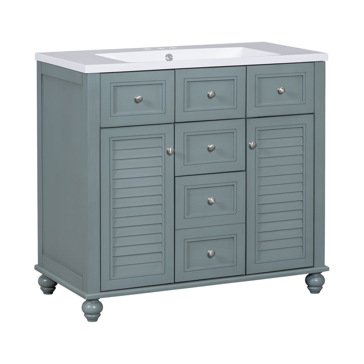 36 inch modern mirror cabinet with adjustable shelves, 2 soft closing doors, and 6 drawer storage cabinet door organizers - V.I.P Digital Presence