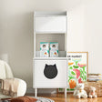 White wooden hidden cat trash can with rack and trash can shell, indoor cat house pet box, storage cabinet - V.I.P Digital Presence