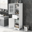 Tall Bathroom Cabinet, Freestanding Storage Cabinet with Drawer and Doors, MDF Board, Acrylic Door, Adjustable Shelf, White - V.I.P Digital Presence