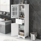 Tall Bathroom Cabinet, Freestanding Storage Cabinet with Drawer and Doors, MDF Board, Acrylic Door, Adjustable Shelf, White - V.I.P Digital Presence