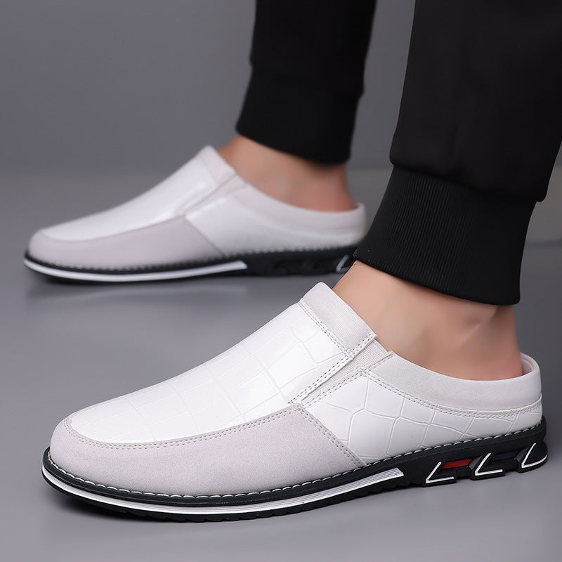 Men's Half-Slipper Leather Shoes Back Strap Slippers Big Size Toe-Covered Slippers - V.I.P Digital Presence