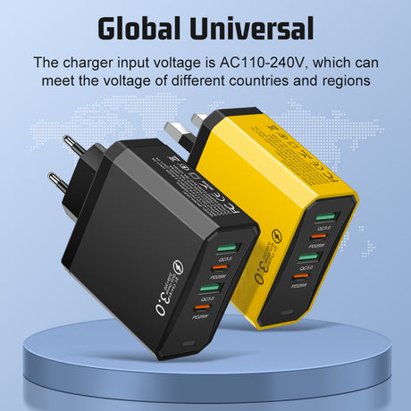 Four in one 2USB+2PD mobile phone charger, tablet plug, European, American and British standard super fast charging - V.I.P Digital Presence