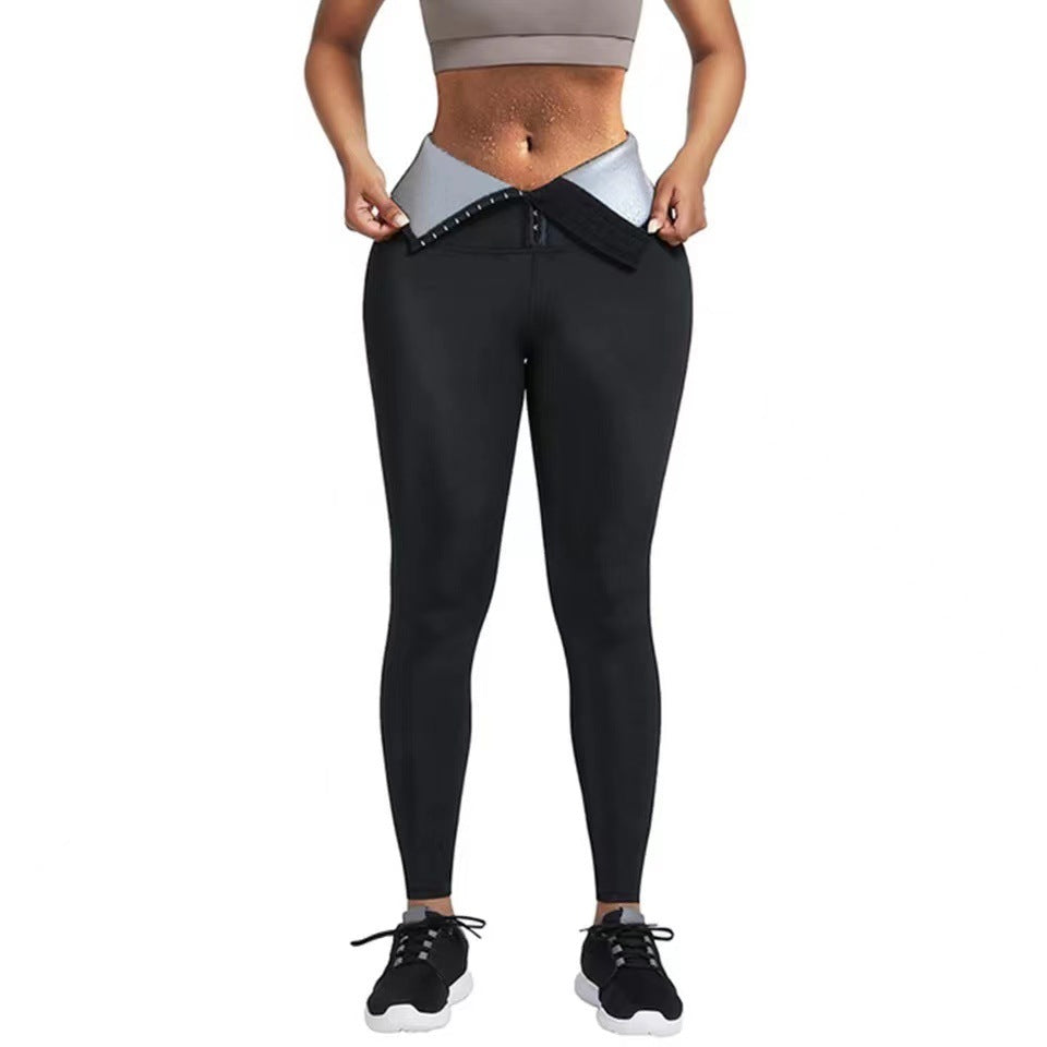 European and American breasted abdominal compression sweatpants, cropped pants, waist cinching yoga pants - V.I.P Digital Presence
