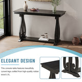 48-Inch Rustic Vintage Console Table --- Farmhouse Style Entryway Table with Open Shelf and Sturdy Construction (Black) - V.I.P Digital Presence