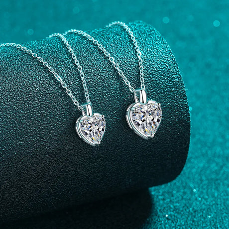 2 Carat Moissanite 925 Sterling Silver Heart Shape Necklace - V.I.P Digital Presence