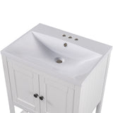 24" White Modern Sleek Bathroom Vanity Elegant Ceramic Sink with Solid Wood Frame Open Style Shelf - V.I.P Digital Presence