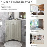 Oak Triangle Bathroom Storage Cabinet with Adjustable Shelves, Freestanding Floor Cabinet for Home Kitchen - V.I.P Digital Presence
