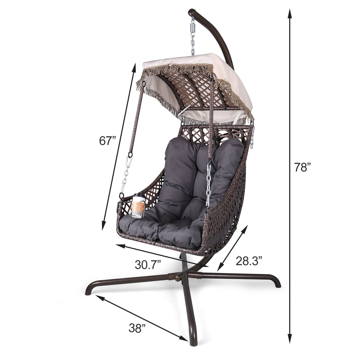 Swing Egg Chair with Stand Indoor Outdoor Wicker Rattan Frame 350lbs Capacity Hammock Chair - V.I.P Digital Presence