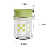 Glass oatmeal breakfast cup home milk cup with spoon bowl water cup with coffee cup - V.I.P Digital Presence