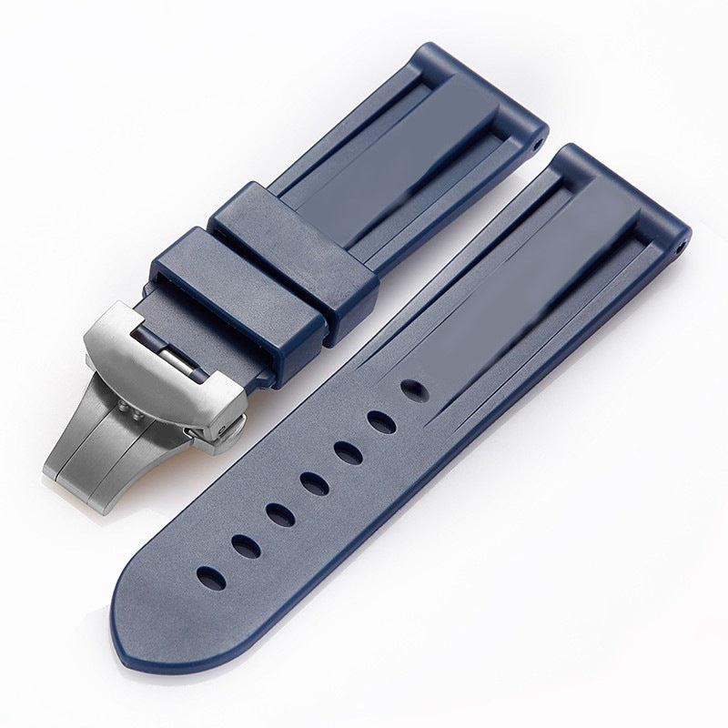 Panerai sea rubber watch strap original butterfly buckle folding buckle waterproof rubber silicone strap men's 22 24mm - V.I.P Digital Presence