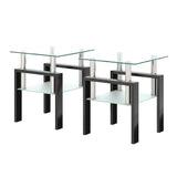 Set of 2, Modern Tempered Glass Tea Table Coffee Table End Table, Square Table for Living Room, Transparent/Black - V.I.P Digital Presence
