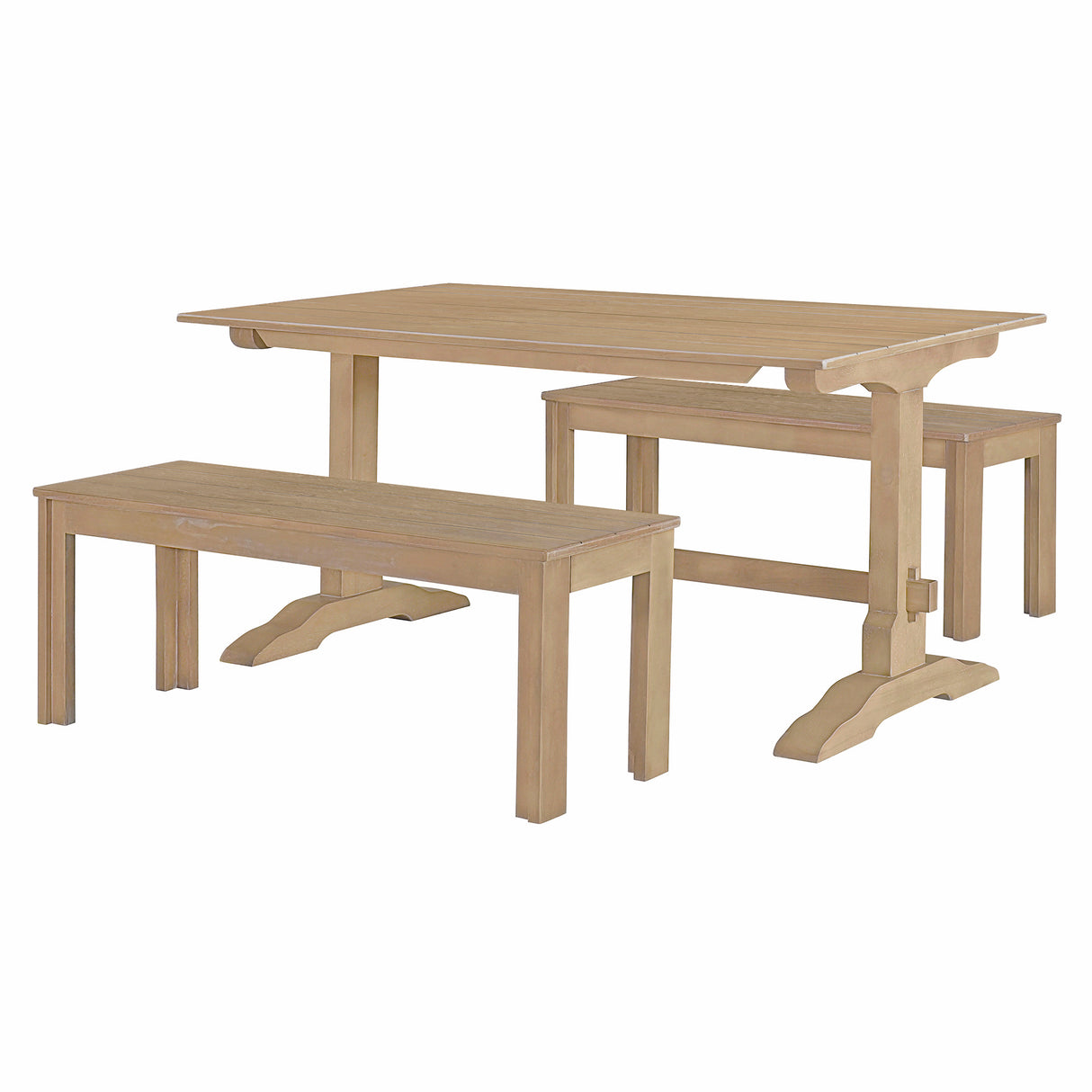 TREXM 3-piece retro dining table, rectangular stand table, and 2 4-person wooden stools (made of natural wood) - V.I.P Digital Presence