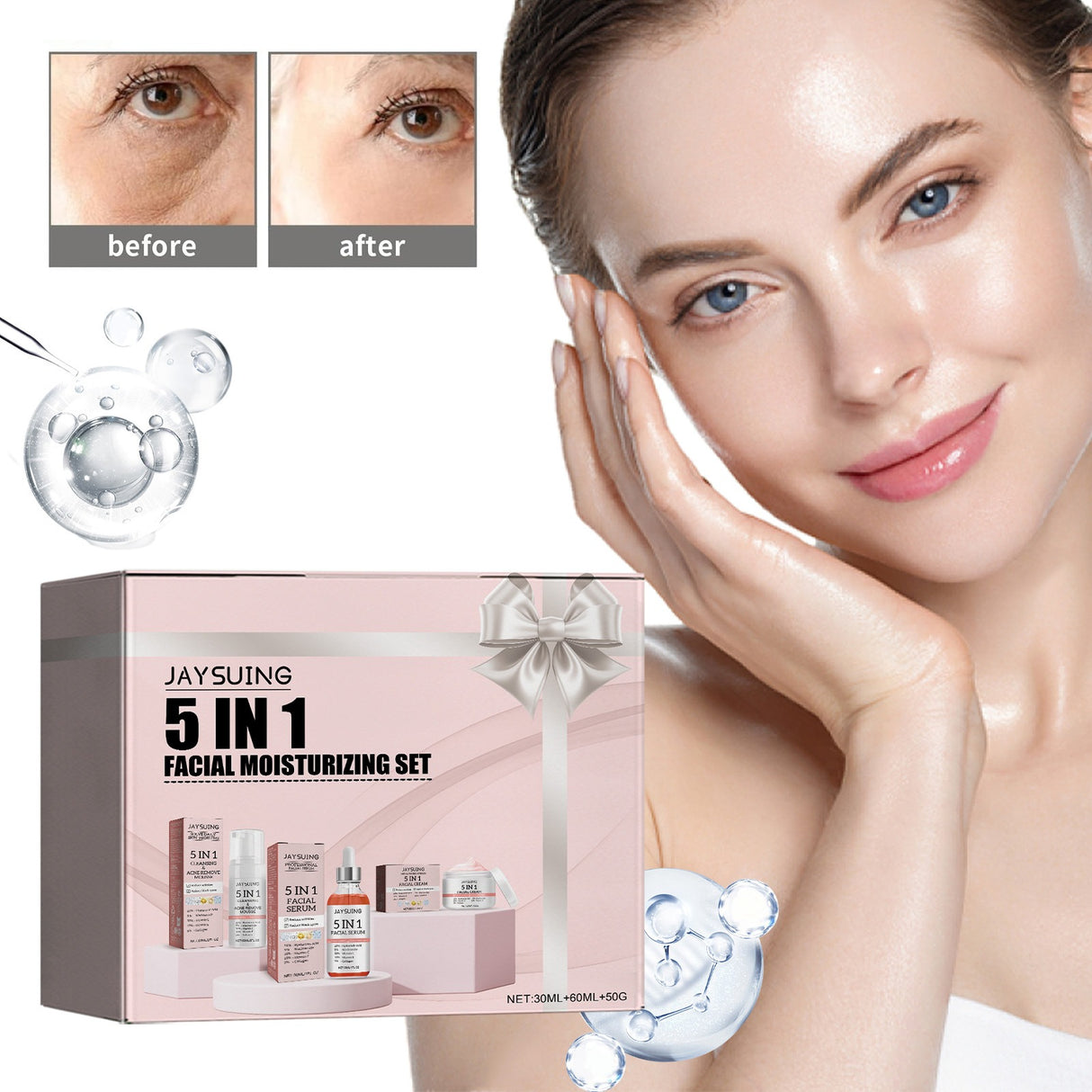 Jaysuing 5-in-1 facial moisturizing set Hydrating, moisturizing, deep moisturizing, whitening, brightening and firming skin - V.I.P Digital Presence