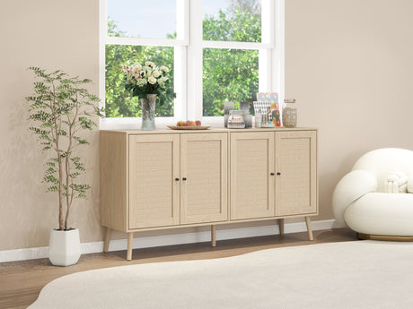 4 Door Accent Cabinet Sideboard Buffet Storage Cabinet with Adjustable Shelf for Entryway Living Room Bedroom - V.I.P Digital Presence