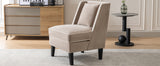 Velvet Upholstered Accent Chair with Cream Piping, Tan and Cream - V.I.P Digital Presence
