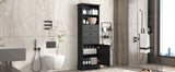 Black high storage cabinet with 3 drawers and adjustable shelves, MDF board painted - V.I.P Digital Presence