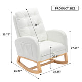 Accent Rocking Chair with Footrest High Back Rubber Wood Rocking Legs Bedroom Living Space 26.77D X 38.36W X 39.76H Inch