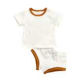 2020 Toddler Baby Boys Girls Summer Clothing Newborn Kids Baby Girls Ribbed Knitted Short Sleeve T-shirts+Shorts Tracksuits Sets - V.I.P Digital Presence