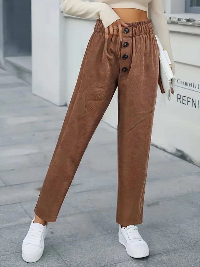 Decorative Button High Waist Pants - V.I.P Digital Presence