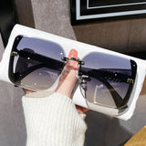 new fashion trimmed sunglasses half frame high quality trend simple sunglasses for women with fine glitter - V.I.P Digital Presence