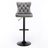Gray,Set of 2 25-33 Inch,17.7 inch base, Modern Upholstered Bar Stools with Backs Comfortable Tufted for Home Pub and Kitchen