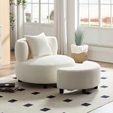 Modern Chair, Single Teddy Fabric Sofa Chair with Ottoman Foot Rest Comfy chair for Living Room Bedroom and Office,Beige - V.I.P Digital Presence