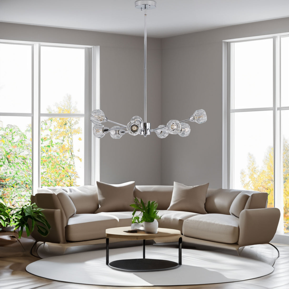 Modern Crystal Chandeliers, 9 Lights Chrome Chandelier for Living Room Bedroom (Bulbs Not Included) - V.I.P Digital Presence